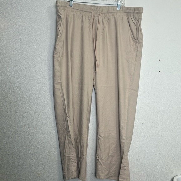 Torrid Women’s Linen Blend Wide Leg Pull On Tan Khaki Pants Plus Size - Picture 1 of 11